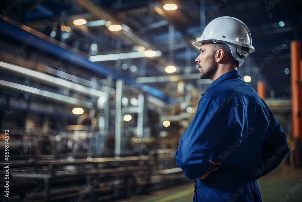 Portrait of a worker in Factory, Construction Site Worker Portrait of a worker in Factory, Construction Site Worker