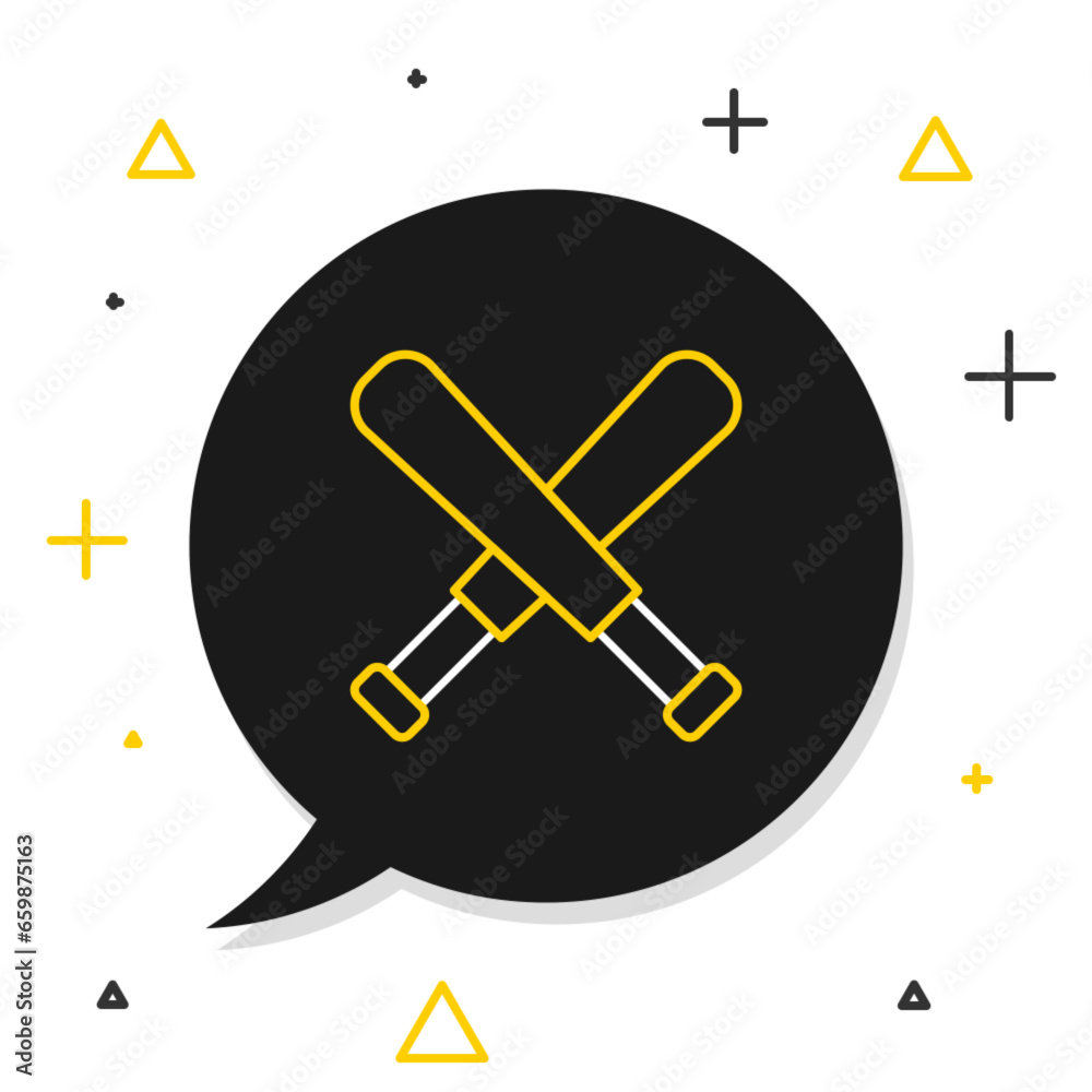 Naklejka premium Line Crossed baseball bat icon isolated on white background. Colorful outline concept. Vector