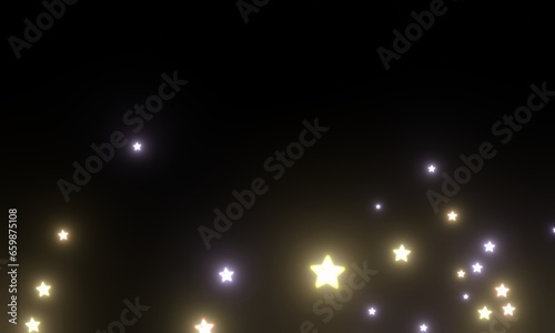 下から溢れる光る星のイメージ「3DCG」