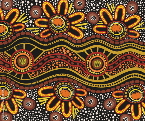 A vector background with dot design in Aboriginal style