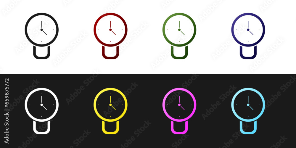 Set Clock icon isolated on black and white background. Time symbol. Vector Set Clock icon isolated on black and white background. Time symbol. Vector