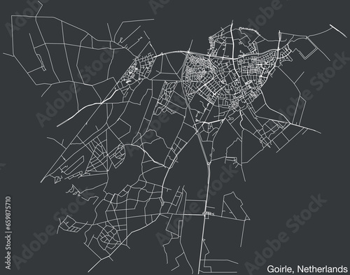 Detailed hand-drawn navigational urban street roads map of the Dutch city of GOIRLE, NETHERLANDS with solid road lines and name tag on vintage background