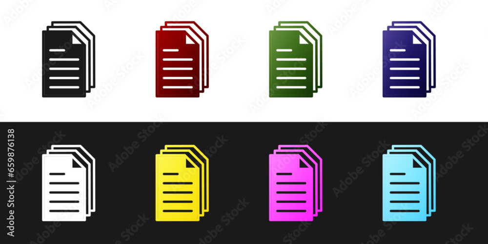 Set File document icon isolated on black and white background. Checklist icon. Business concept. Vector Set File document icon isolated on black and white background. Checklist icon. Business concept. Vector