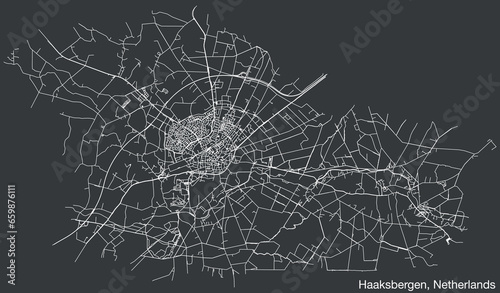 Detailed hand-drawn navigational urban street roads map of the Dutch city of HAAKSBERGEN, NETHERLANDS with solid road lines and name tag on vintage background