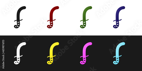 Set Medieval sword icon isolated on black and white background. Medieval weapon. Vector