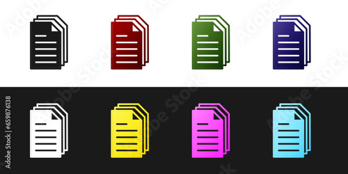 Set File document icon isolated on black and white background. Checklist icon. Business concept. Vector
