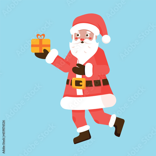 Santa clause whith gift. Vector illustration