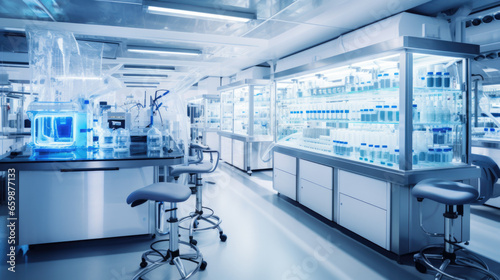 Modern laboratory. Interior of modern research laboratory. Science and technology theme photo