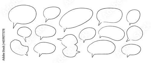 Set of marker hand-drawn speech bubbles. Dialogue cloud in doodle, scribble, sketchy style (Full Vector)