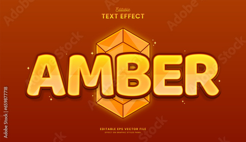 decorative golden amber editable text effect vector design
