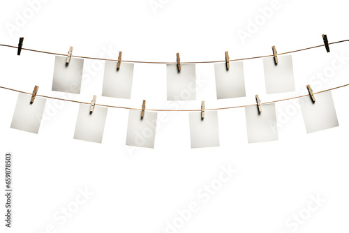 Fotos/Zettel an einer Wäscheleine