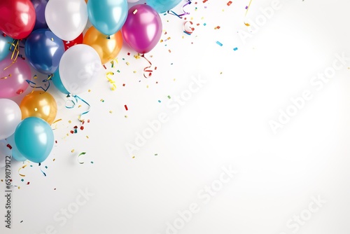 Vibrant background with balloons and confetti for festive occasions