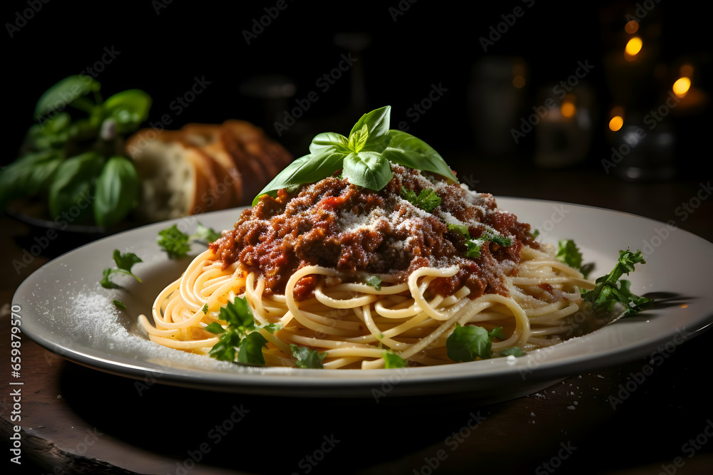 Fresh pasta with hearty bolognese and parmesan cheese. High quality Fresh pasta with hearty bolognese and parmesan cheese. High quality