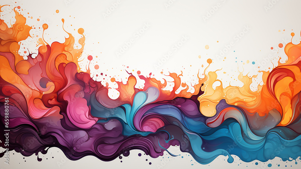ink spots paint multicolored spectrum on a white background frame blank form