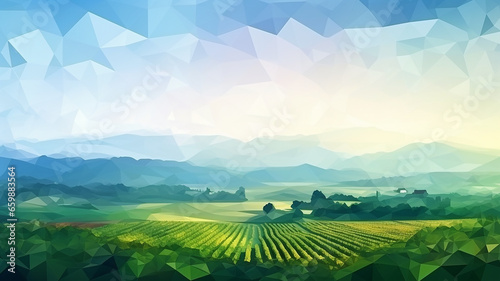 abstract summer polygonal landscape of triangles background