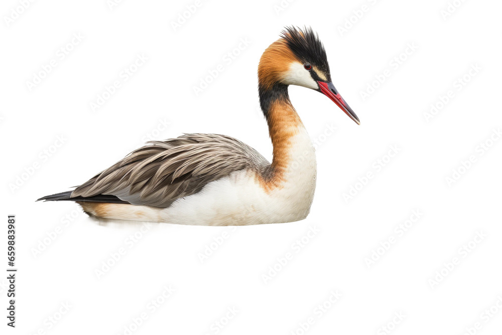 Grebe in True Form on isolated background