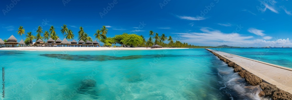 A tropical paradise: serene beach landscape, perfect for summer vacation wallpaper