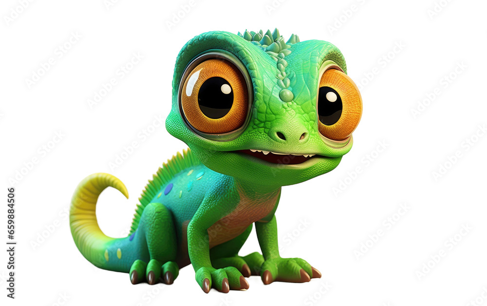 3D Baby Chameleon Transformation on isolated background
