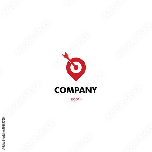 Point target logo design, map pointer combine with arrow icon