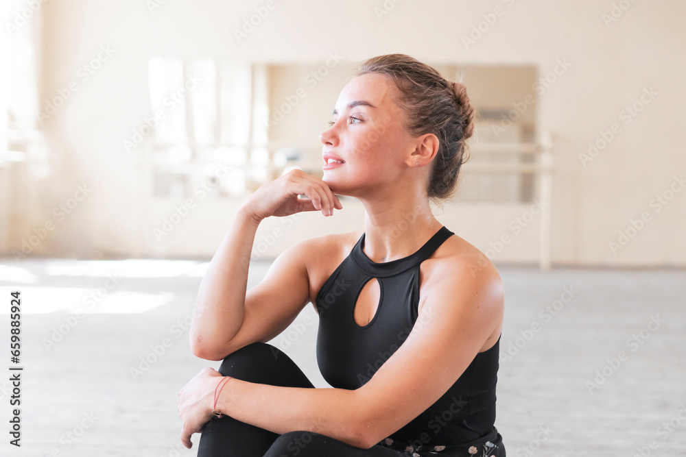young happy ballet dancer smiling and having fun in the dance studio young happy ballet dancer smiling and having fun in the dance studio