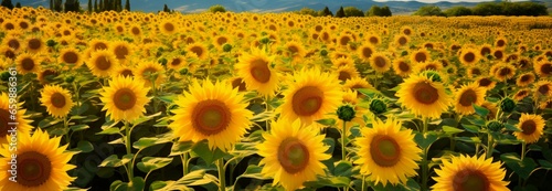 Panoramic view of a sunflower field, a stunning backdrop in natures gallery