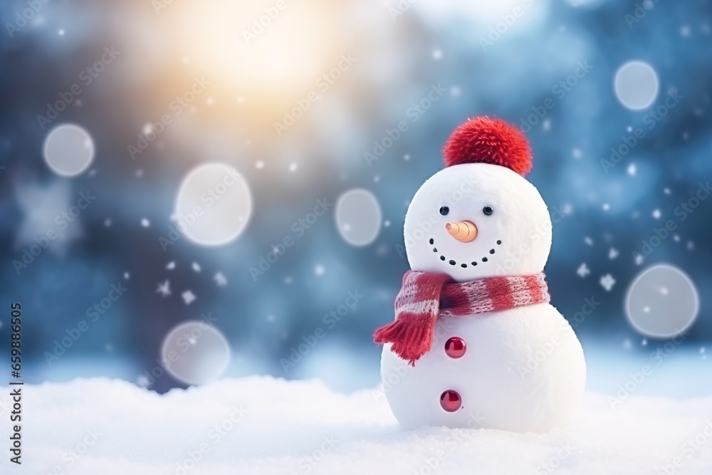 Whimsical Christmas background featuring a charming snowman