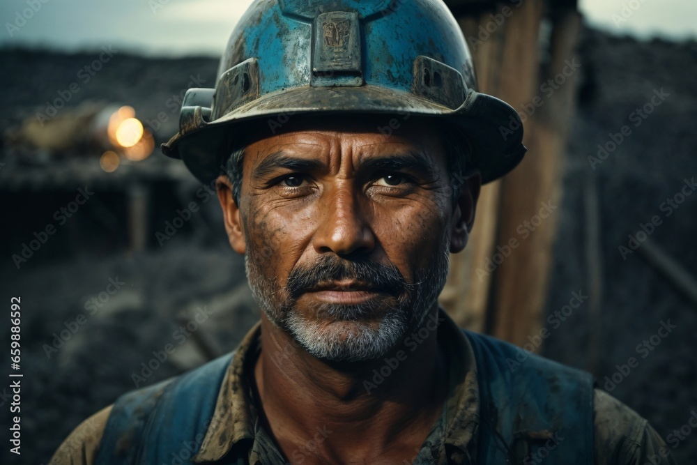 Portrait of a proud and resilient American steel worker in a factory, reflecting strength and skilled blue-collar labor. Generative AI. Portrait of a proud and resilient American steel worker in a factory, reflecting strength and skilled blue-collar labor. Generative AI.