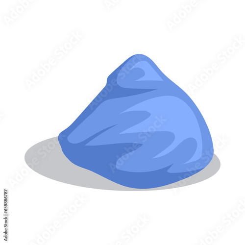 Bean bag chair, soft pouf upholstery chair, comfortable seat. Flexible seat furniture for work and relax, isolated on white background. Beanbag stuffed with blue fabric placed on floor home interior