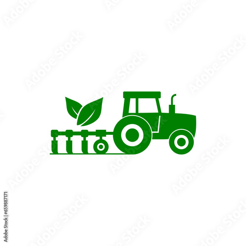 Green tractor logo icon isolated on transparent background