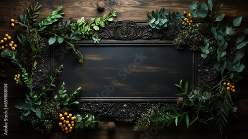 frame floral ornament around the school chalkboard