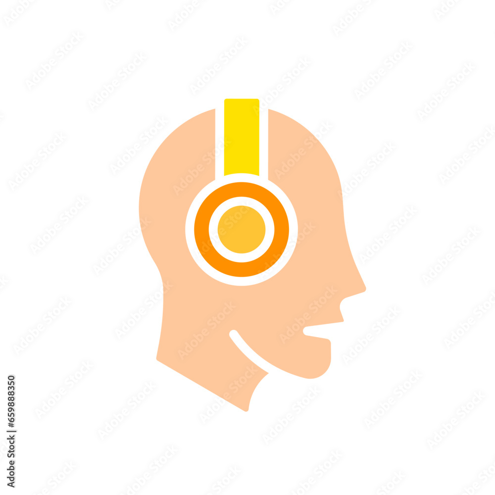 Man with headphones line icon. Gadget, music, streaming services, rock and roll, jazz, rap. Vector color icon on a white background for business and advertising. Man with headphones line icon. Gadget, music, streaming services, rock and roll, jazz, rap. Vector color icon on a white background for business and advertising.