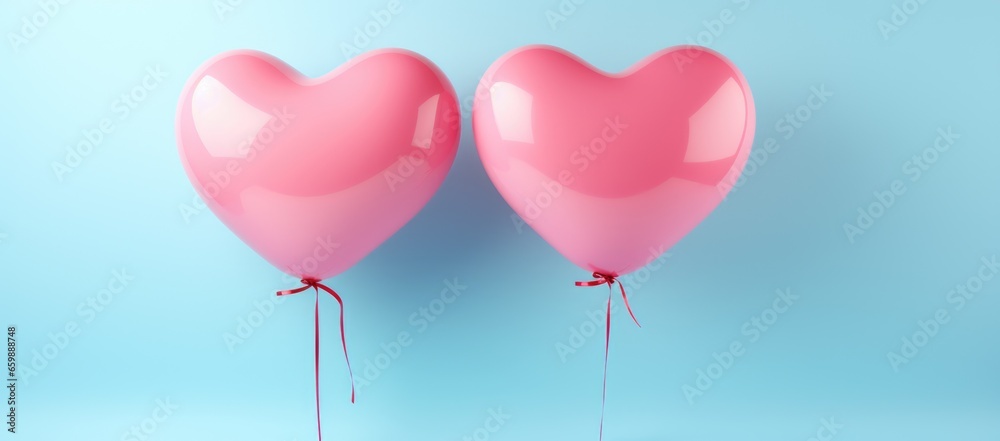 Bright, uncluttered background accentuates heart balloons