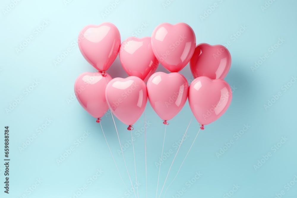 Heart-shaped balloons against a clean, bright backdrop