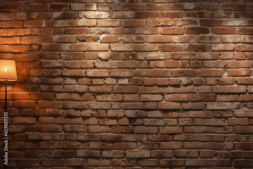 Valokuva Brick wall with lamp and floor lamp,  Brick wall background