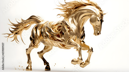 Golden horse on a white background