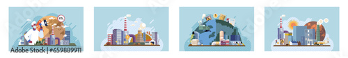 Industrial pollution. Dirty waste. Environmental pollution. Vector illustration. Environmental pollution is price we pay for unchecked industrial growth Dirty waste is issue that needs to be tackled