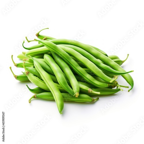 Green beans on a white background. 