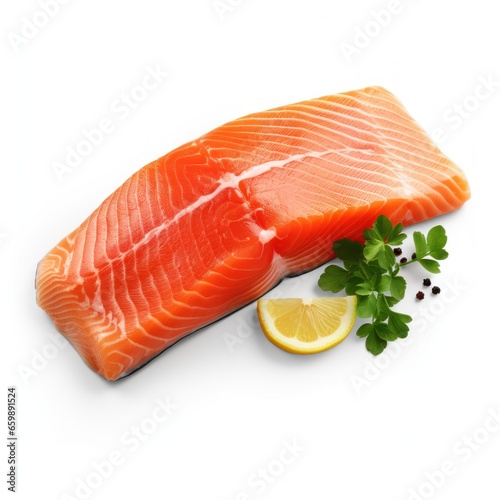 Salmon on a white background. 