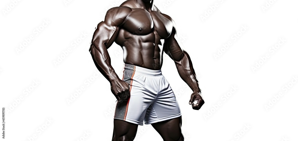 Unleash strength. Muscular male fitness. Power and determination. Athletic bodybuilder journey on white background isolated. Building stronger. Fitness and muscle Unleash strength. Muscular male fitness. Power and determination. Athletic bodybuilder journey on white background isolated. Building stronger. Fitness and muscle
