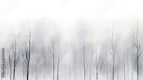  a painting of trees in the snow with a white background. generative ai