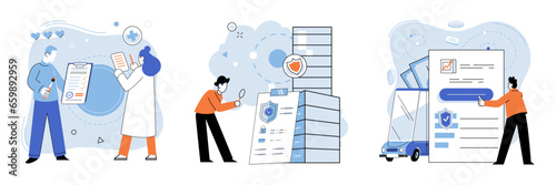 Insurance for car, property, travel, accident, life, medical. Insurance concept is adapting changing societal needs Covers home insurance safeguard ones largest investment Care about family life