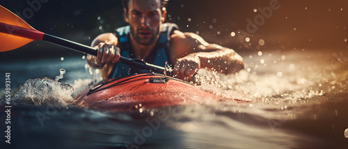 Lifestyle Shot of a Person Engaged in Water Sports, Generative AI © Ozis