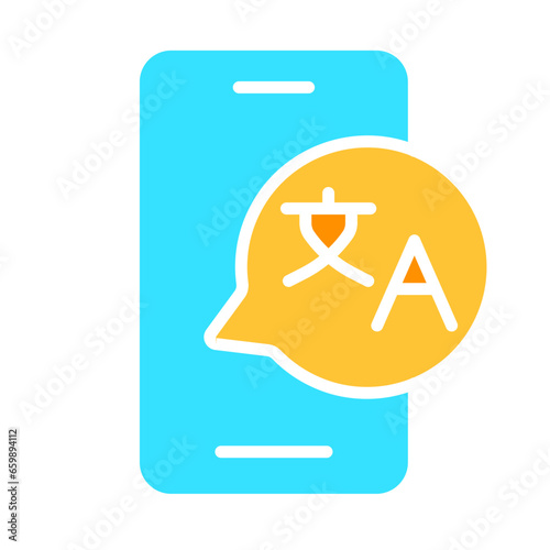 Smartphone with translator line icon. Gadget, phone, applications, Internet, technology, communication. Vector color icon on a white background for business and advertising.