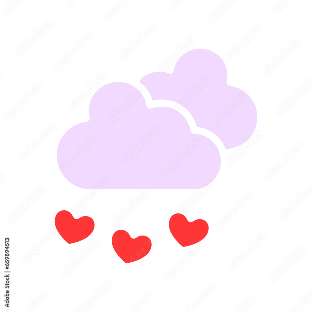 Cloud with hearts line icon. Relationship, love, date, Valentine's day, connection, marriage, family, feelings. Vector color icon on a white background for business and advertising.