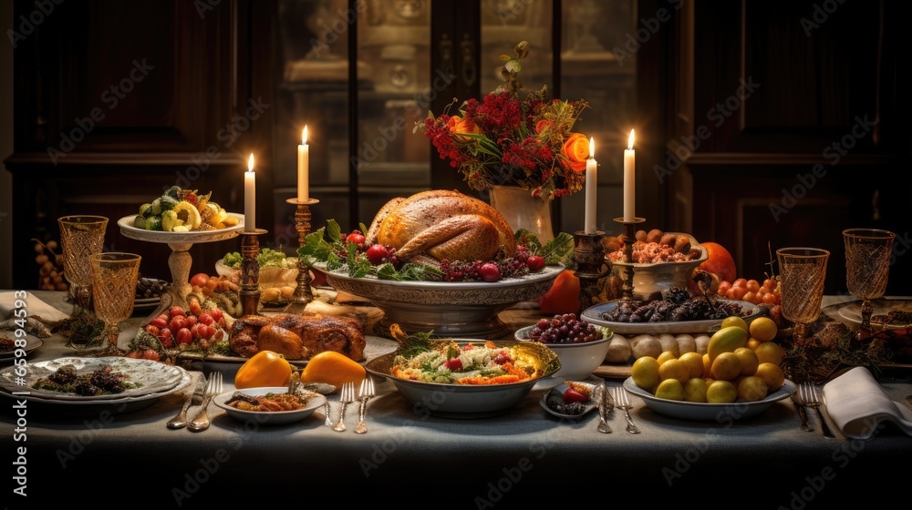 Roasted turkey on table