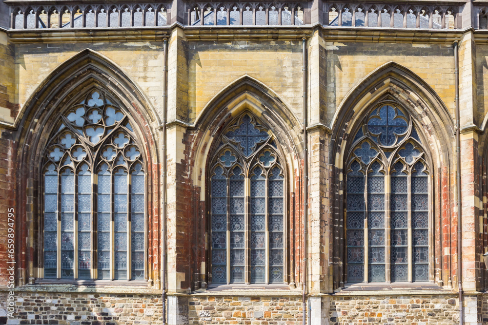 Windows of the historic St. Servaas church in Maastricht, Netherlands