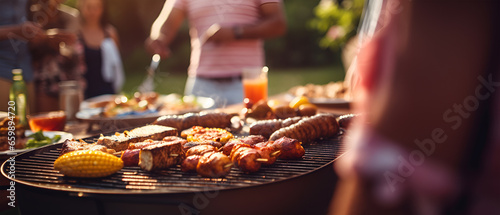 Lifestyle Shot of Friends or Family Enjoying a Barbecue, Generative AI