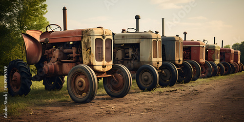 old rusty tractor in field agriculture vintage wallpaper Exploring the Charm of Vintage Farming with an Old Rusty Tractor in a Field - Wallpaper AI Generative 