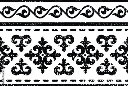 Seamless pattern, ethnic background on the theme of Turkic art, grunge texture, vector design
