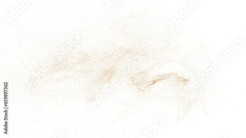 3D rendering of scattered sand granules or fine dirt on transparent background